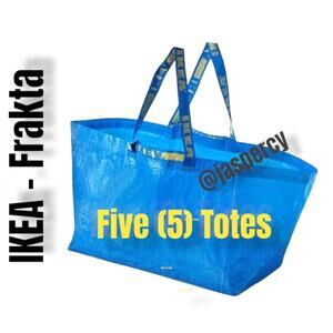 IKEA FRAKTA 5 Large Blue Reusable Shopping Bag Laundry Travel Tote Beach New
